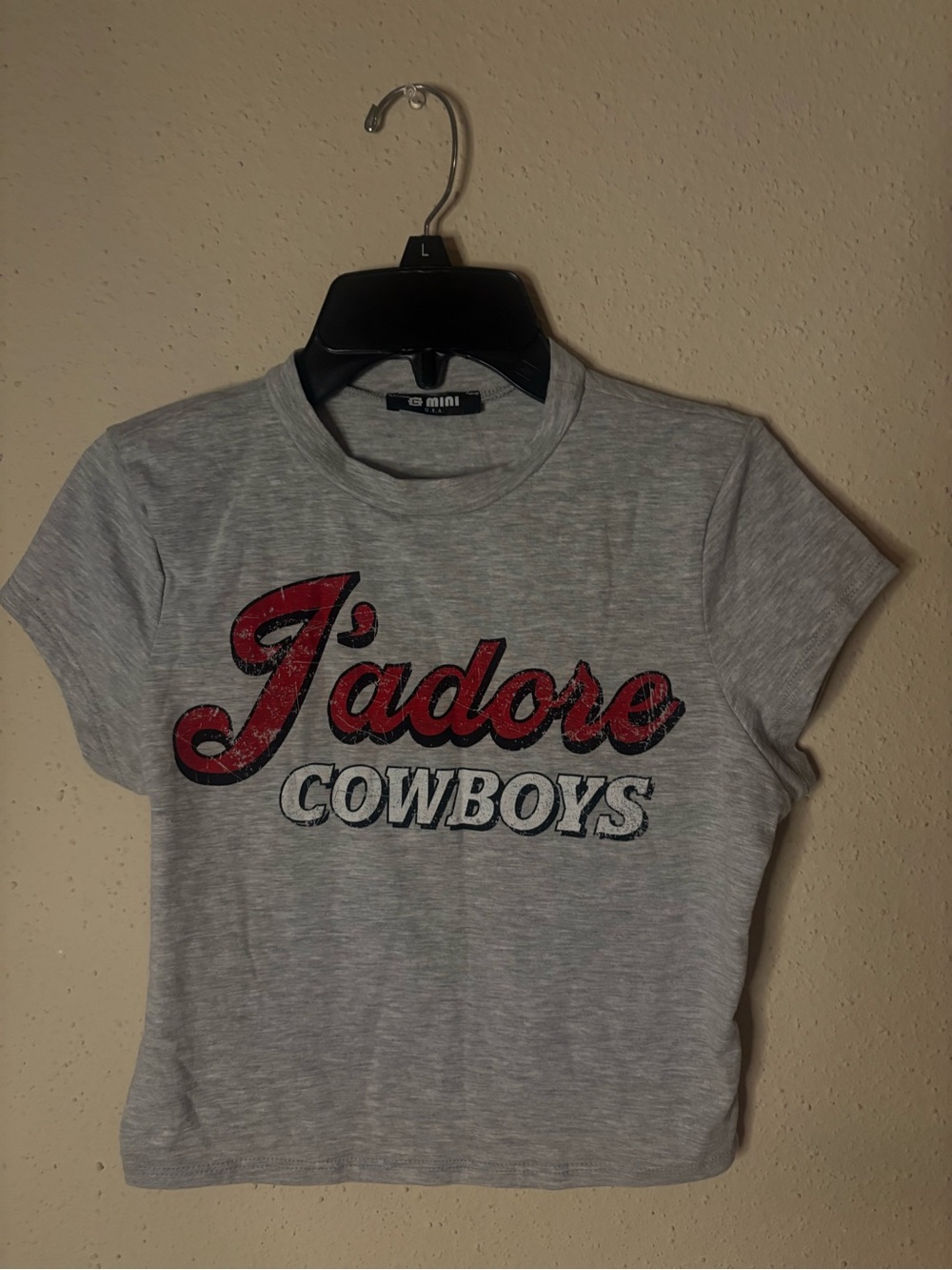 J'adore Cowboys Graphic Tee - Grey with Red & Black Print